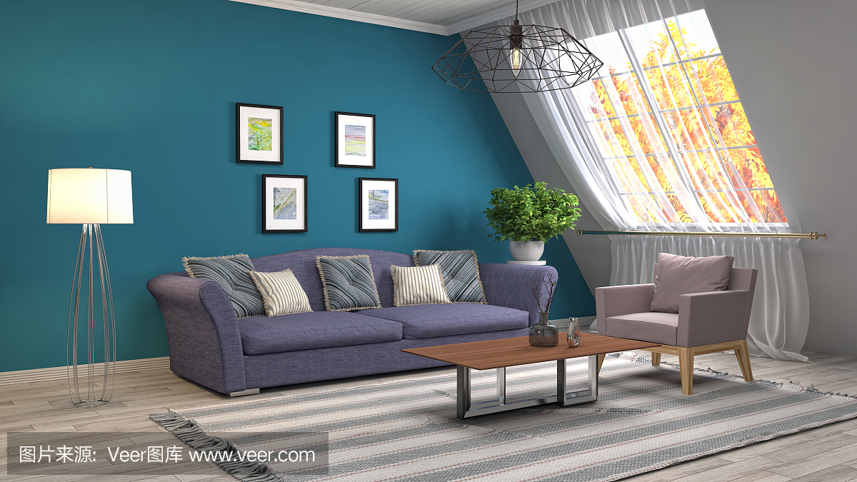 室內客廳。三維演示