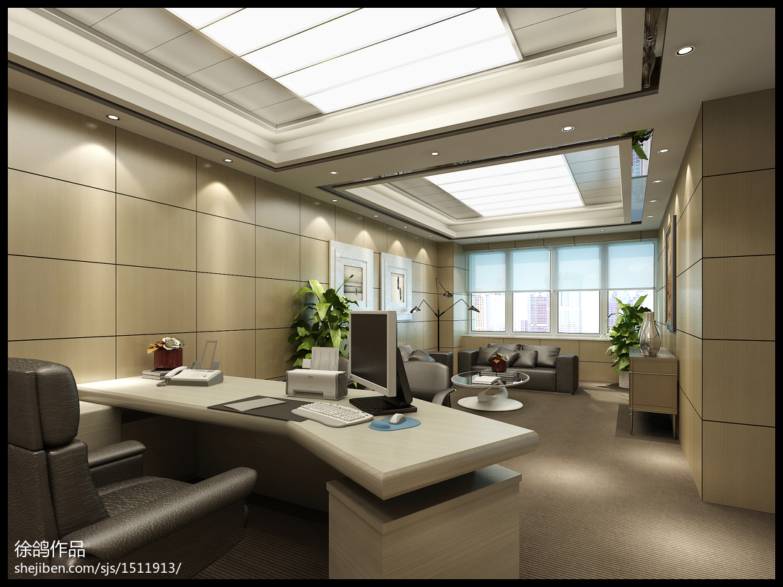 辦公室_現(xiàn)代簡(jiǎn)約風(fēng)工裝室內(nèi)設(shè)計(jì) 辦公室 吊頂燈池 沙發(fā)會(huì)客區(qū) 照片墻 家居裝修設(shè)計(jì)3000例 &ndash; 設(shè)計(jì)本裝修效果圖